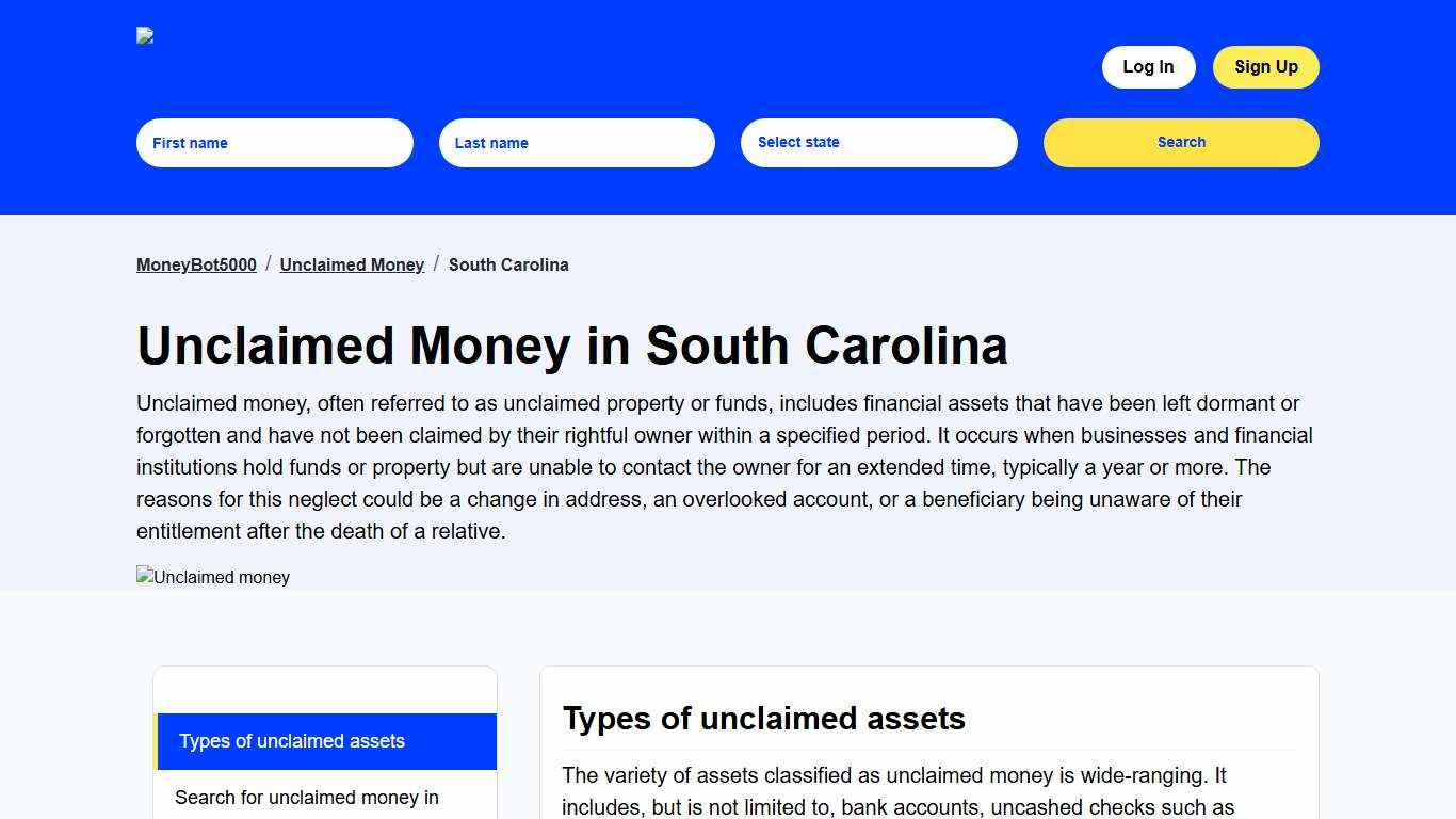 Unclaimed Money in South Carolina