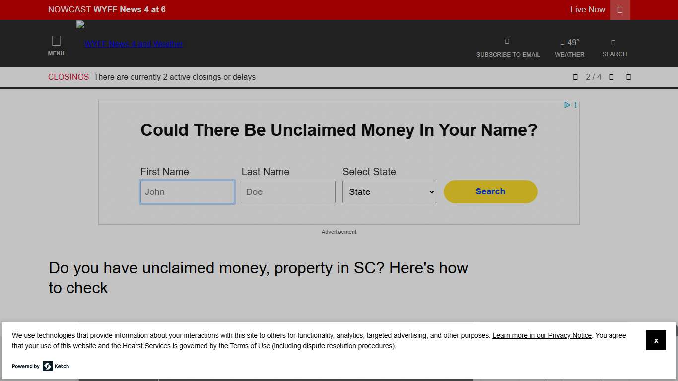 Check if you have unclaimed money in South Carolina
